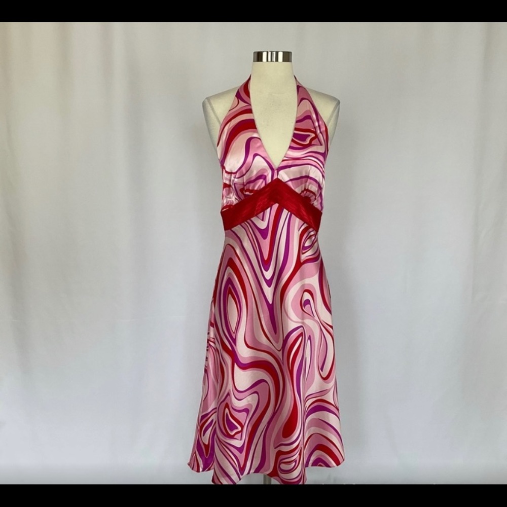 Laundry by Shelli Segal Silk Print Halter Dress